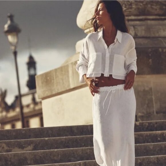 Zara Frayed Linen Blend Shirt